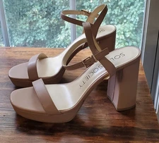 Sole Society Tan Double Strap Block Heel Woman's Size 10