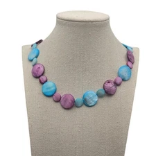 Bold Multicolor Disc Bead Necklace - Purple, Blue, Teal Statement Piece