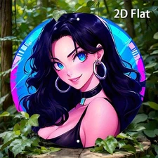 1pc Anime Girl Metal Wall Decor - Neon Fantasy Anime Art W/Black Hair & Blue Eye