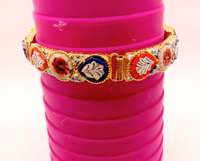 #ad Micro Mosaic Bracelet Vintage Women#x27;s Goldtone 7.25quot; See Photos Good Condition $35.50