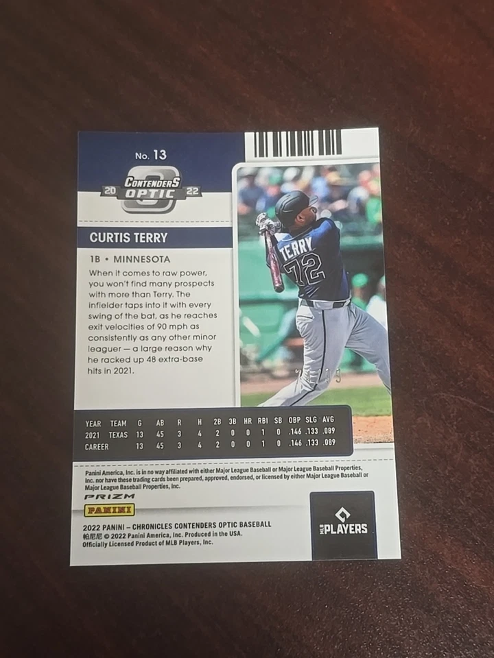 2022 Panini Contenders Curtis Terry Purple /99 Rookie - Image 2 of 3