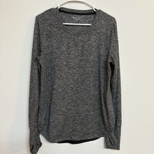 Athleta Long Sleeve Sweater Shirt Women s Sz Medium Heather Gray Thumbhole