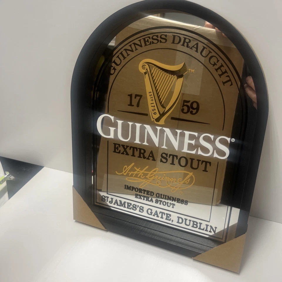 Guinness Extra Stout Arched Mirror:11"x14" Beer Sign Pub Bar 1759 office, garage - Image 3 of 4