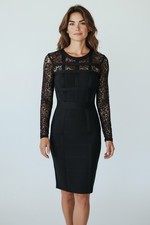 Girl In Mind  Black Cocktail Dress With Lace Detail Size 8 Brand New 