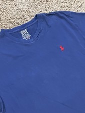 Polo Ralph Lauren Size Men's Small V-Neck Blue Short Sleeve Cotton Tee Pony