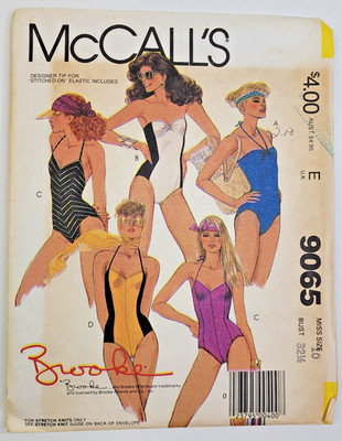 VTG 80s McCalls Sew Pattern 9065 Brooke Shields Misses Swimsuits Size 10 UNCUT