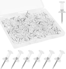 200 PCS Standard Clear Thumb Tacks Steel Sharp Point and Clear Plastic Head Push