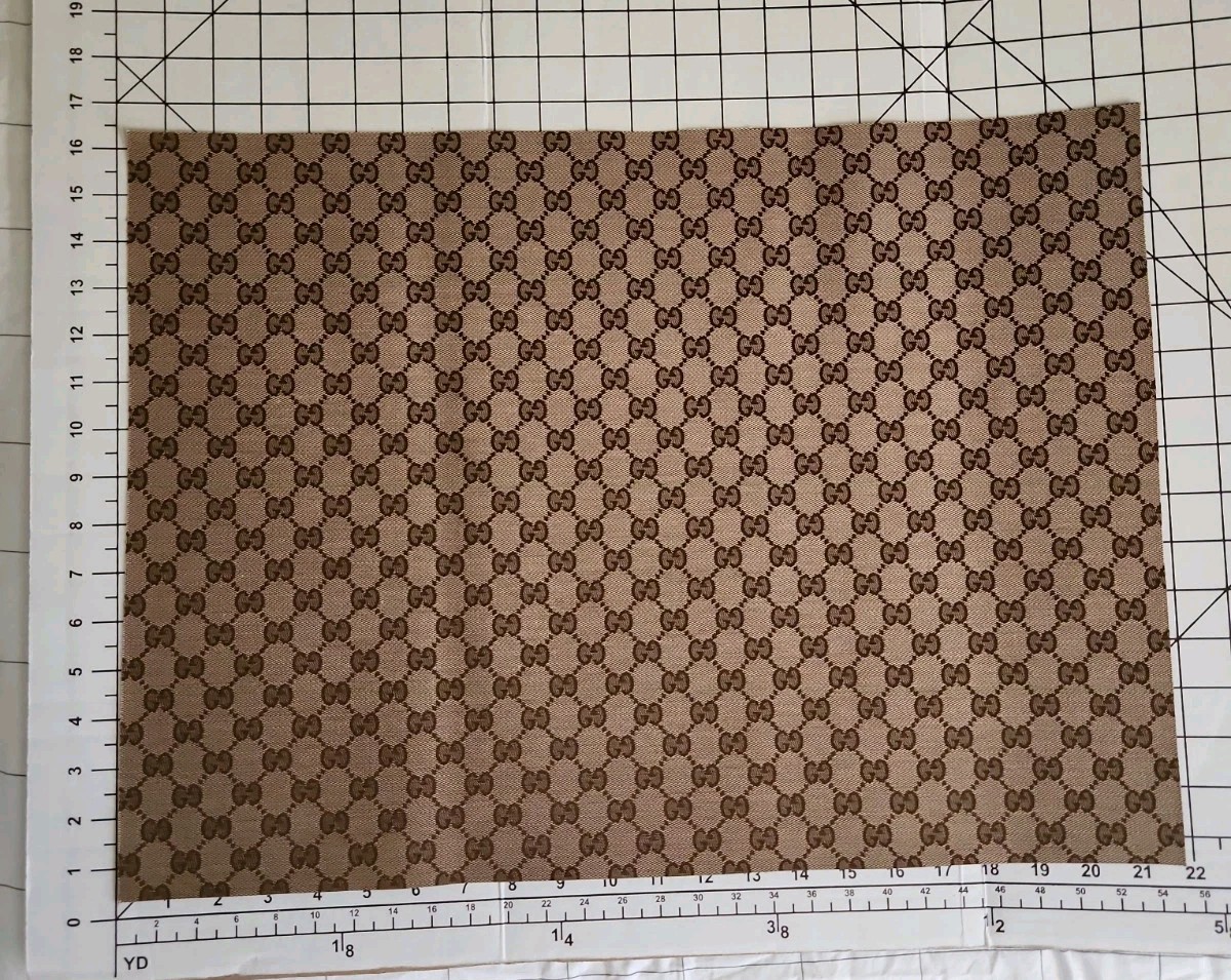 Gucci GG Monogram Fabric Remnant Sample Beige Brown GG Pattern 21" x 16" Unsewn