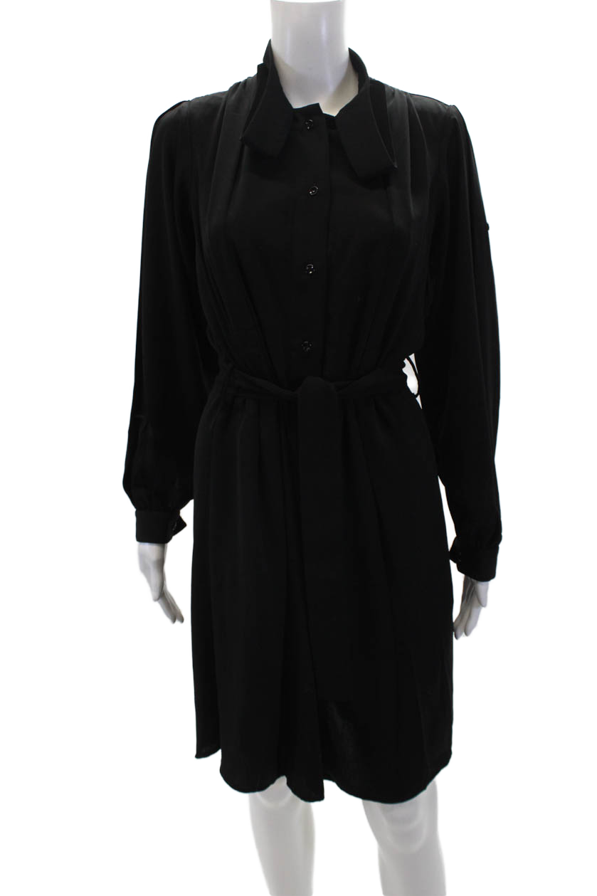 Abito donna Yves Saint Laurent colletto bottoni cintura davanti cambio nero taglia S