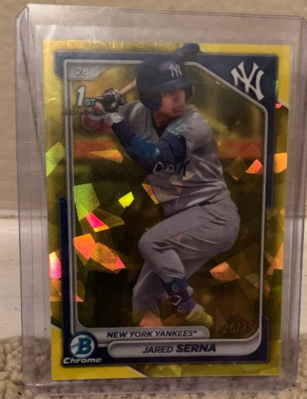 2024 Bowman SAPPHIRE 1st Jared Serna YELLOW REFRACTOR 26/75 BCP-68 Yankees