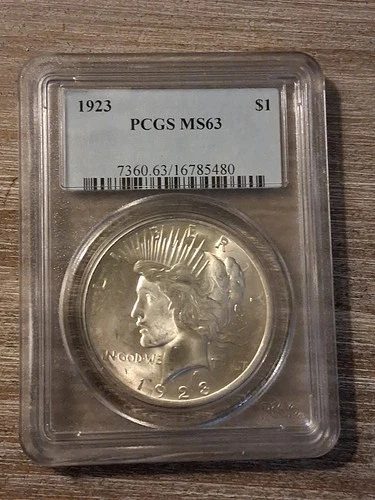 1923 Silver Peace Dollar PCGS MS 63