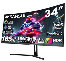 34-Inch Curved Gaming Monitor UWQHD 3440 x 34 Inch UWQHD 165Hz Curved Gaming