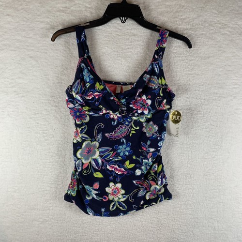 Anne Cole Tankini Swim Top Women's 34D/32DD Multicolor Twist Front Floral 6405