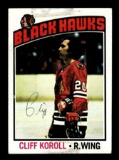 CLIFF KOROLL SIGNED 1976-77 TOPPS #242 CHICAGO BLACKHAWKS ON-CARD AUTO