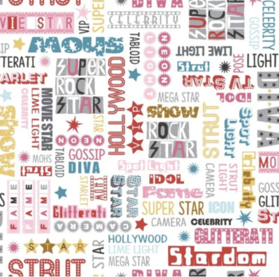 Studio E Puparazzi Pups 4168-22 Marquis Words Pink Cotton Fabric By Yard