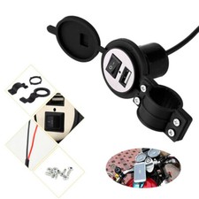12V Waterproof Motorcycle Universal USB Socket Switch Charger Port Cable Adapter