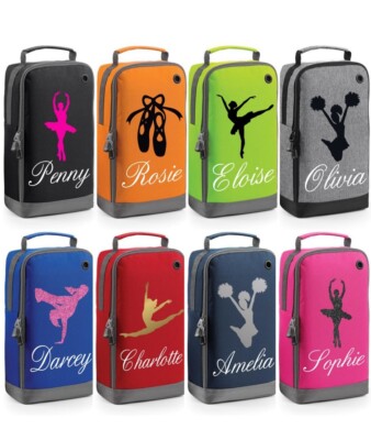 Personalisierte Tanzschuh Tasche Design & Schrift Mädchen Ballett Kinder Schule Glitzer