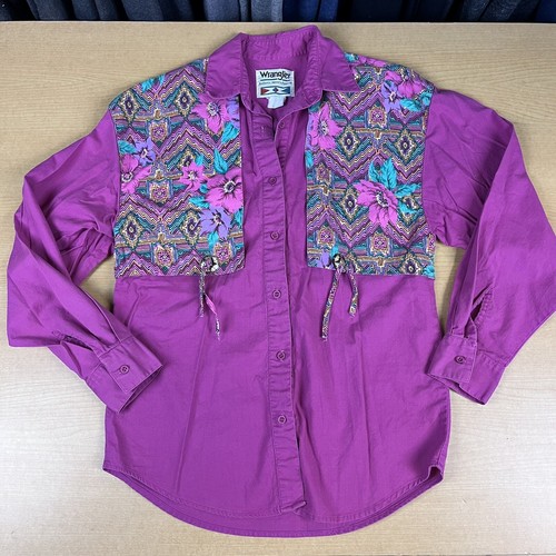 wrangler-authentic-western-apparel-women-shirt-s-pink-floral-tassels