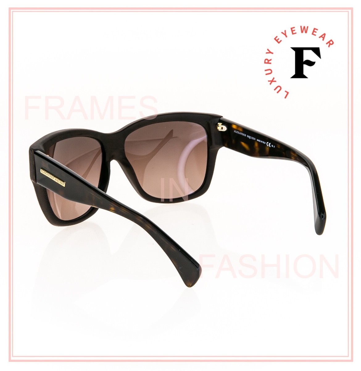 ALEXANDER MCQUEEN Brown Havana Classic Rectangle Leather  display picture 3