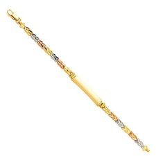 Gold 14K Tri Color Gold Baby ID Bracelet - 6"