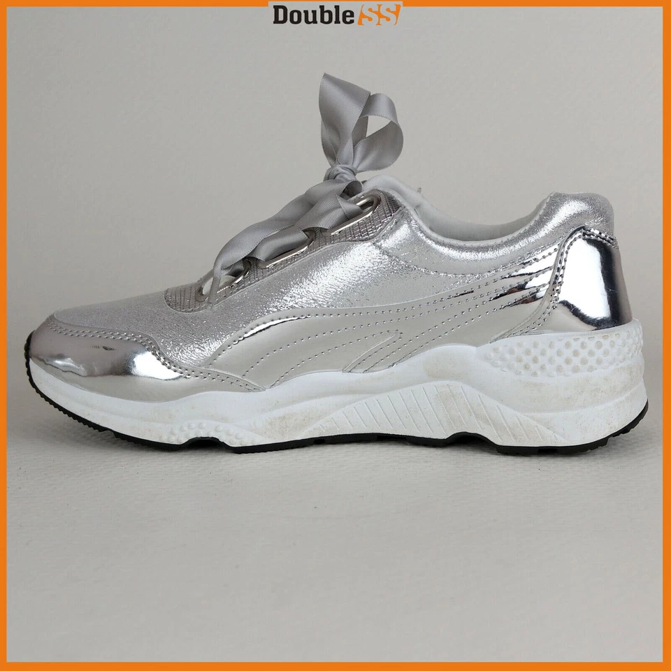 Scarpe da Donna Sportive Sneakers Ginnastica 36 Eleganti per Cerimonia Argento - Immagine 2 di 4