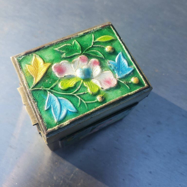 Great antique chinese enameled brass stamps box