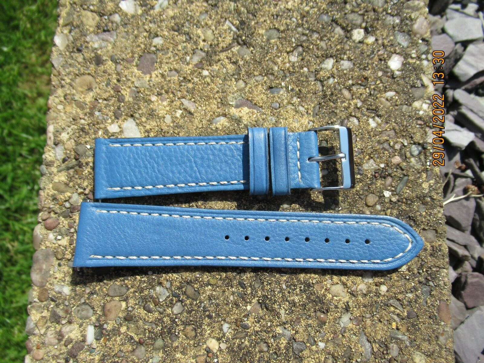 22MM BLUE ROYAL LONDON GENUINE LEATHER CONTRASTING STITCHING WATCH STRAP NEW 