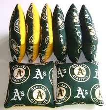 OAKLAND ATHLETICS CORNHOLE BEAN BAGS SET OF 8 TOP QUALITY TOSS GAME