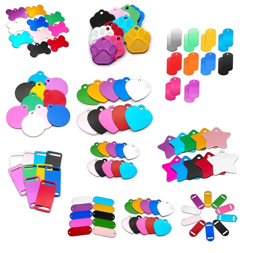 100 Pcs Random Mix Personalized Bulk Pet ID Tags Dog Cat Blank Name Disc