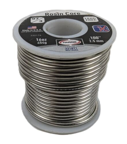 1lb Worthington 331871 97/3 Lead Free Solder .100inch 2.5mm Dia. Rosin Core NEW