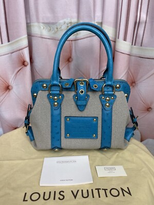 Louis Vuitton Sac De Nuit Toile Trianon Canvas Turquoise Ostrich