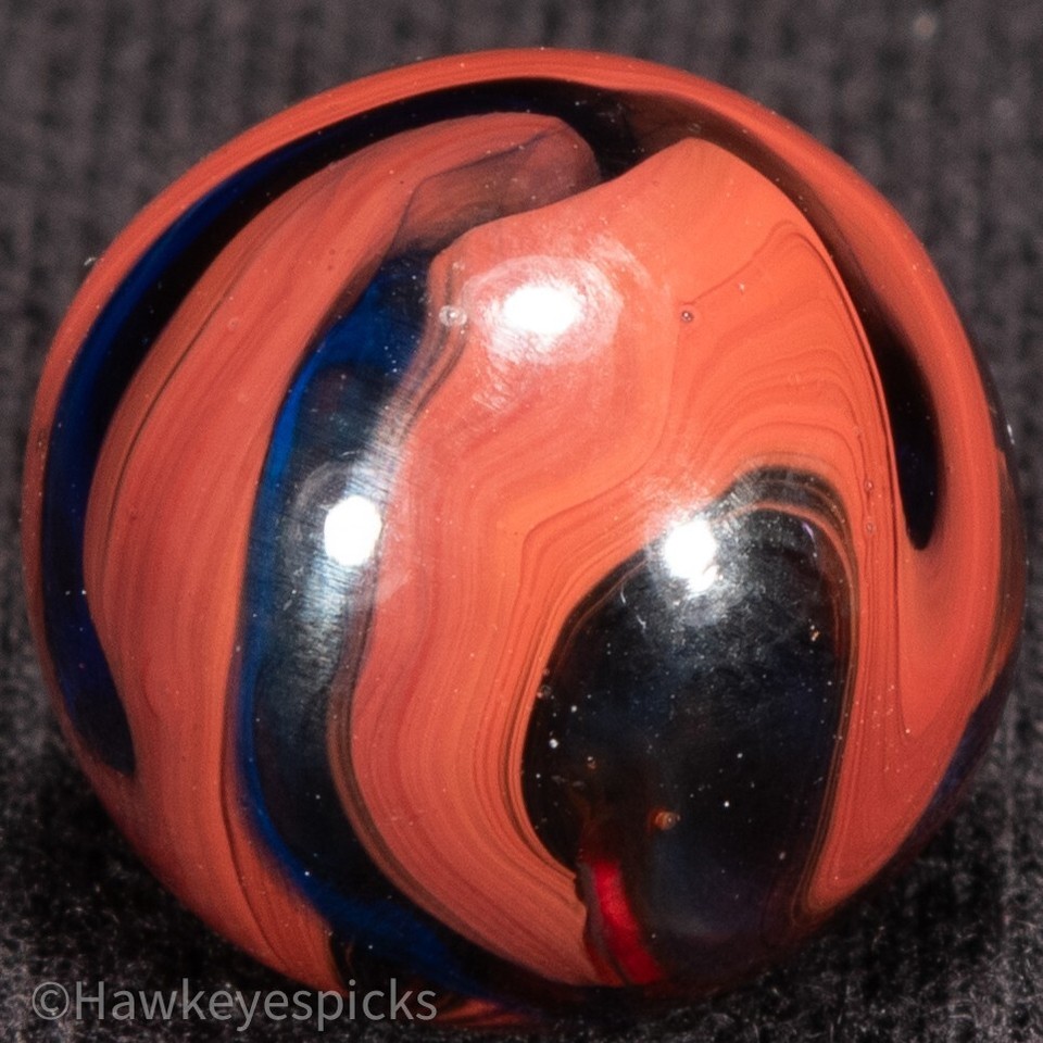 JABO *BLUE BLOODBALL Oxblood Tank Wash Swirl Marble 9/16 Mint