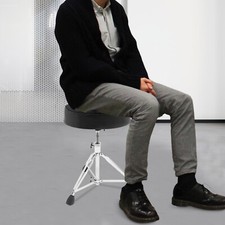 Drum Throne Thick Padded Seat Drummers Stool Guitar Chair w/ Height Adjust Black