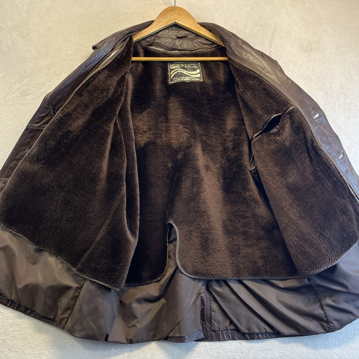 Vintage Montgomery Wards Leather Jacket Lined Men 44R Brown