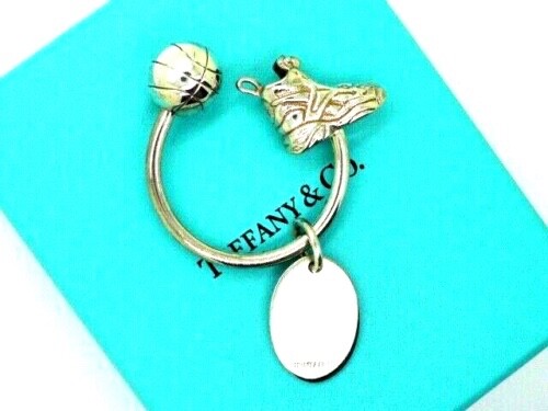 Tiffany & Co. S. Silver Tennis Ball Shoes Sneakers Tag Charm Keychain Key Ring View 6
