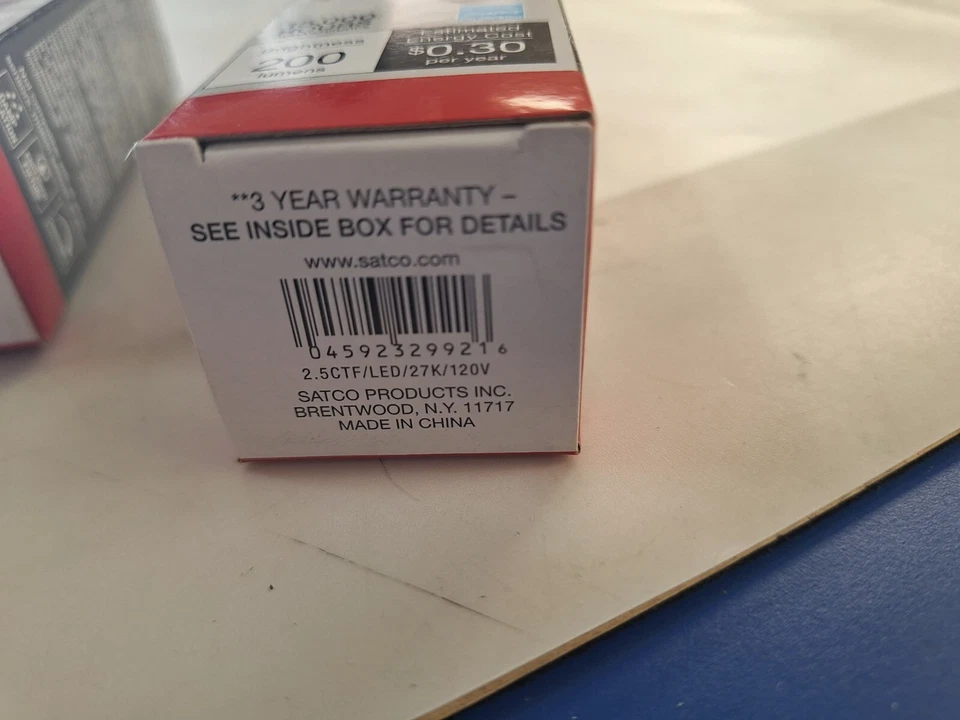 2 SATCO S29921 2.5CTF/LED/27K/120V 2.5W=25W 200L 2700K E12 TURN-TIP CLEAR - Image 3 of 4
