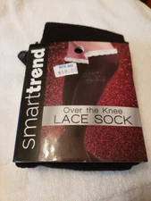 Smart Trends Over the Knee Lace Sock Black One Size Fits Most