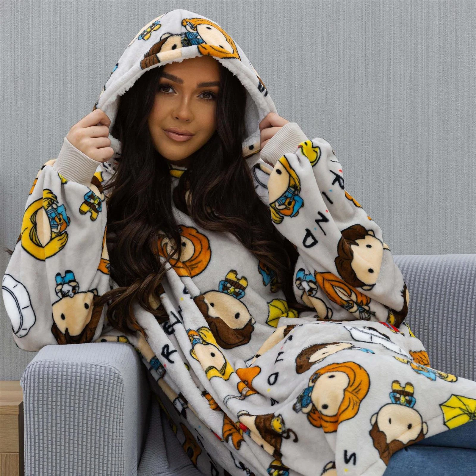 Friends Group Oversized Hoodie Flannel Wearable Blanket