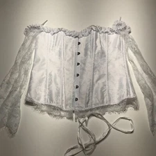 NEW White Off Shoulder Corset Top w/ Lace Sleeves Halloween Christmas Womens 3XL