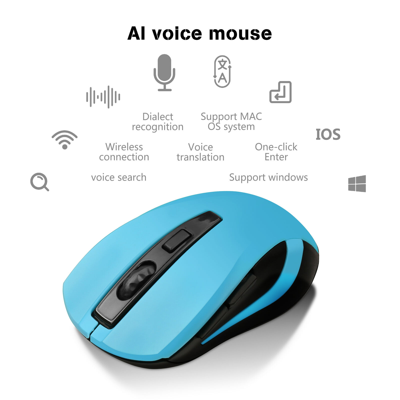 Wireless Optical Gaming Mouse AI Voice Search Mouse for PC Laptop+USB Receiver