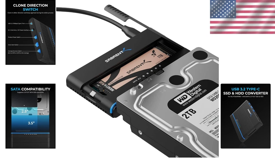 Advanced USB 3.2 Type-C M.2 and SATA SSD/HDD Converter with User-Friendly Setup - Image 2 of 4