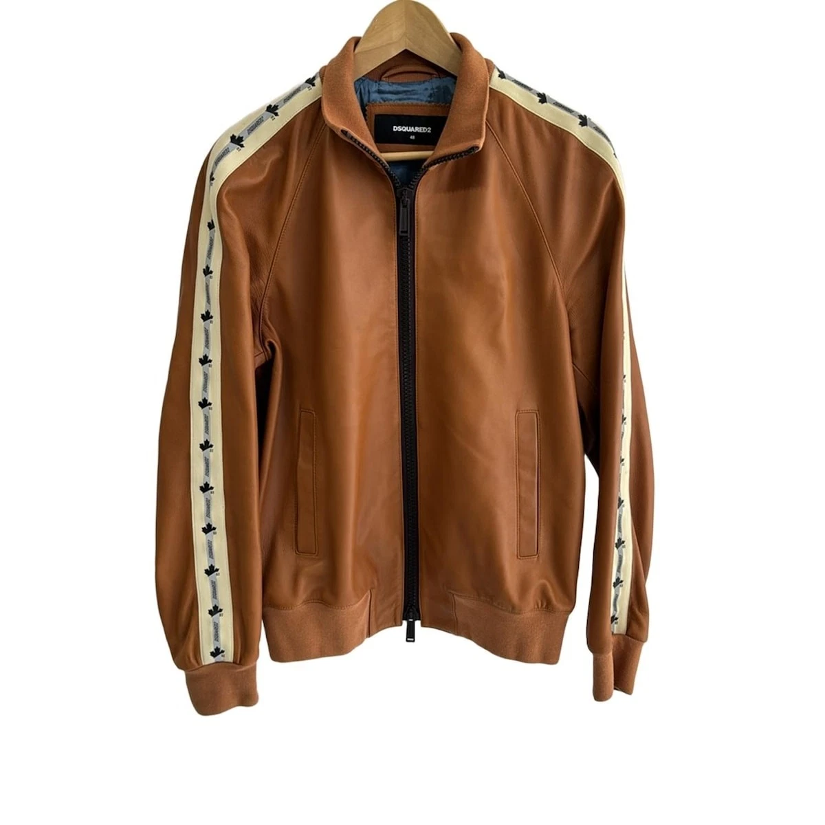 Auth DSQUARED2 Giacca leggera da uomo marrone chiaro panna