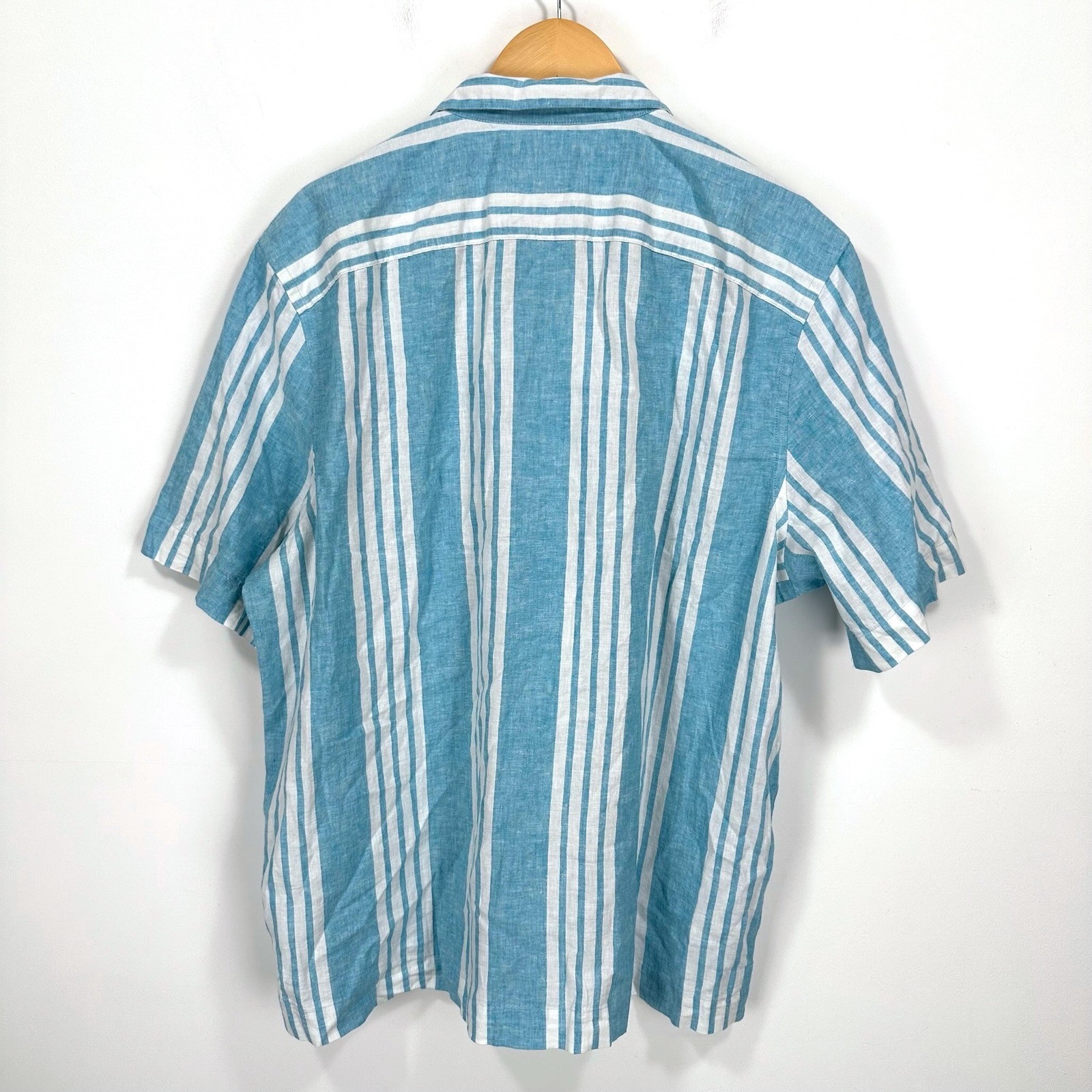 Penguin Linen Button Down Shirt Mens XL Blue Moon Striped Spring Summer Casual image 2