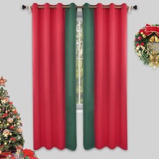 Christmas Decorative Curtains 96 Inch Long Semi Blackout Durable Polyester Wi...