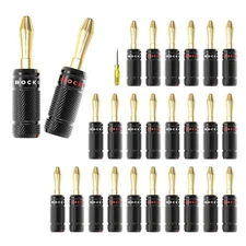 24 pcs Banana Plugs, Dual Closed Screw 24K Gold Plated Banana Connectors for ...