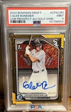 2024 BOWMAN DRAFT CHROME PROSPECT AUTO GOLD SHIMMER CALEB BONEMER  /50 PSA 9!