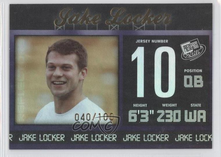 2011 Press Pass Gold Reflectors 40/100 Jake Locker #42 Rookie RC z6b