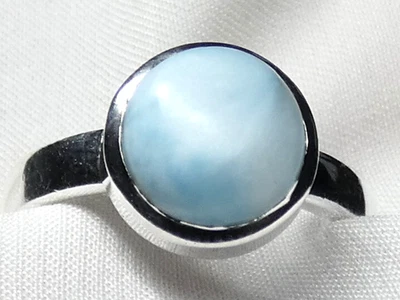 💙 Larimar Ring 925 Silber Gr. 57 (18,1) runder modischer  Cabochon UNIKAT 💙 - Bild 1 von 4
