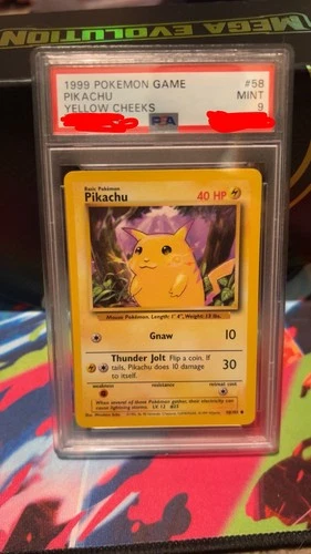 1999 Pikachu PSA 9 MINT Base Set Shadowless Red Cheeks #58/102