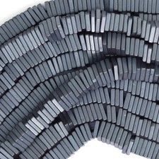 4mm matte hematite heishi square beads 16" strand grey color
